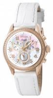 Invicta 0582 Women's Angel Collection Chronograph Diamond Accented Rose Gold White Leather Watch | Free Shipping