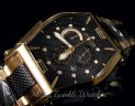 Invicta 0745 Men's Reserve Tonneau Chronograph Black and 18k Gold Plated Stainless Steel Watch | Free Shipping